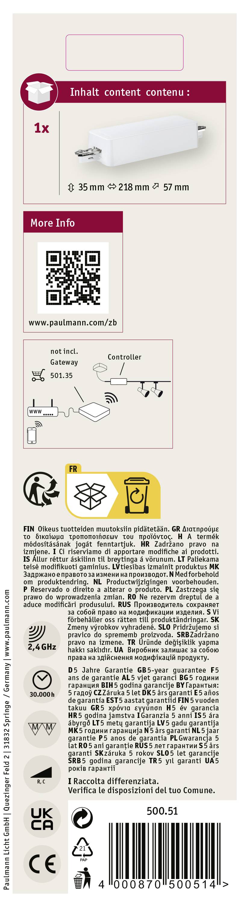 Paulmann URail 50051 Schaltaktor Weiß
