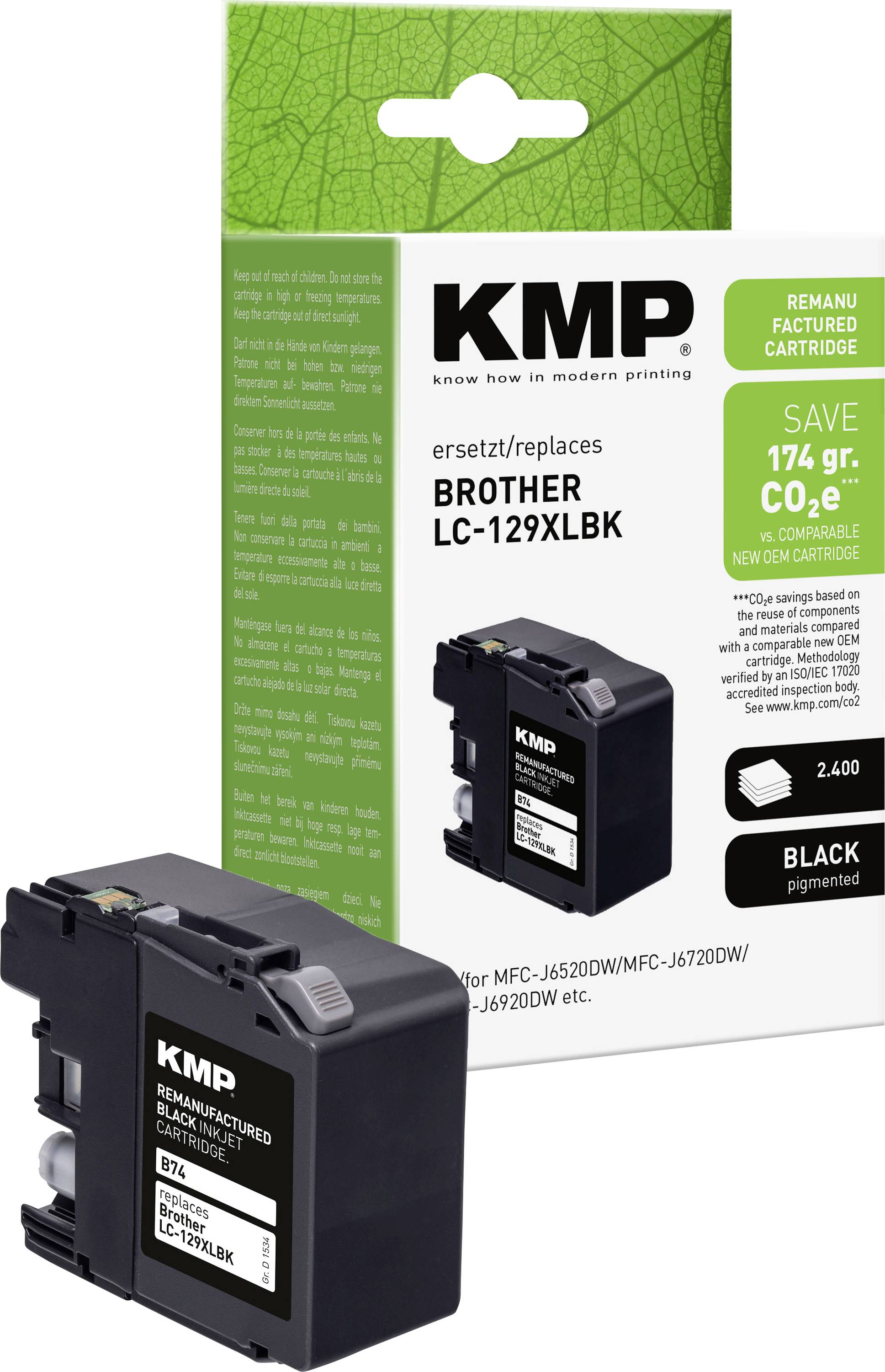 KMP Druckerpatrone ersetzt Brother LC-129XLBK Kompatibel Schwarz B74 1534,4001