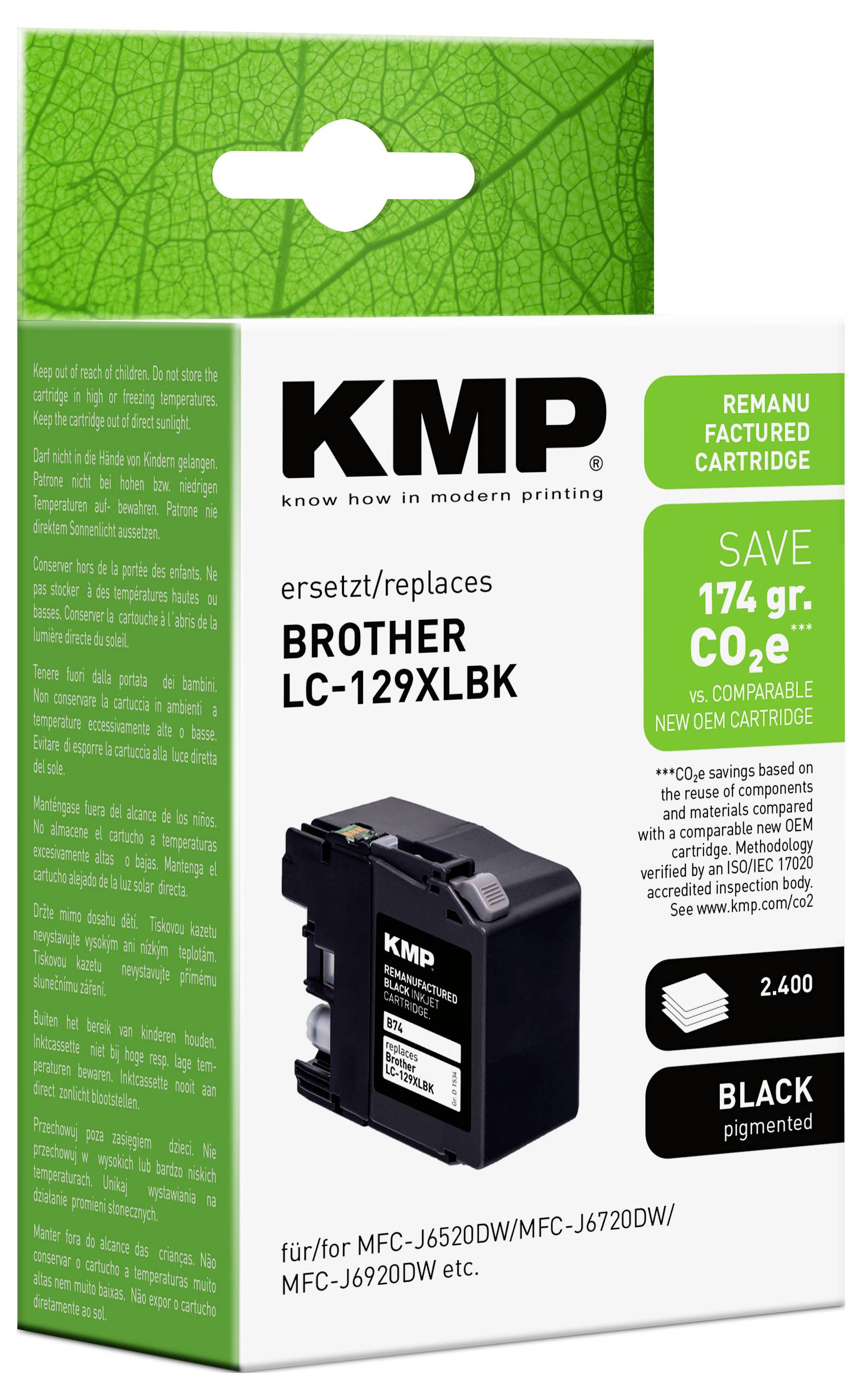 KMP Druckerpatrone ersetzt Brother LC-129XLBK Kompatibel Schwarz B74 1534,4001