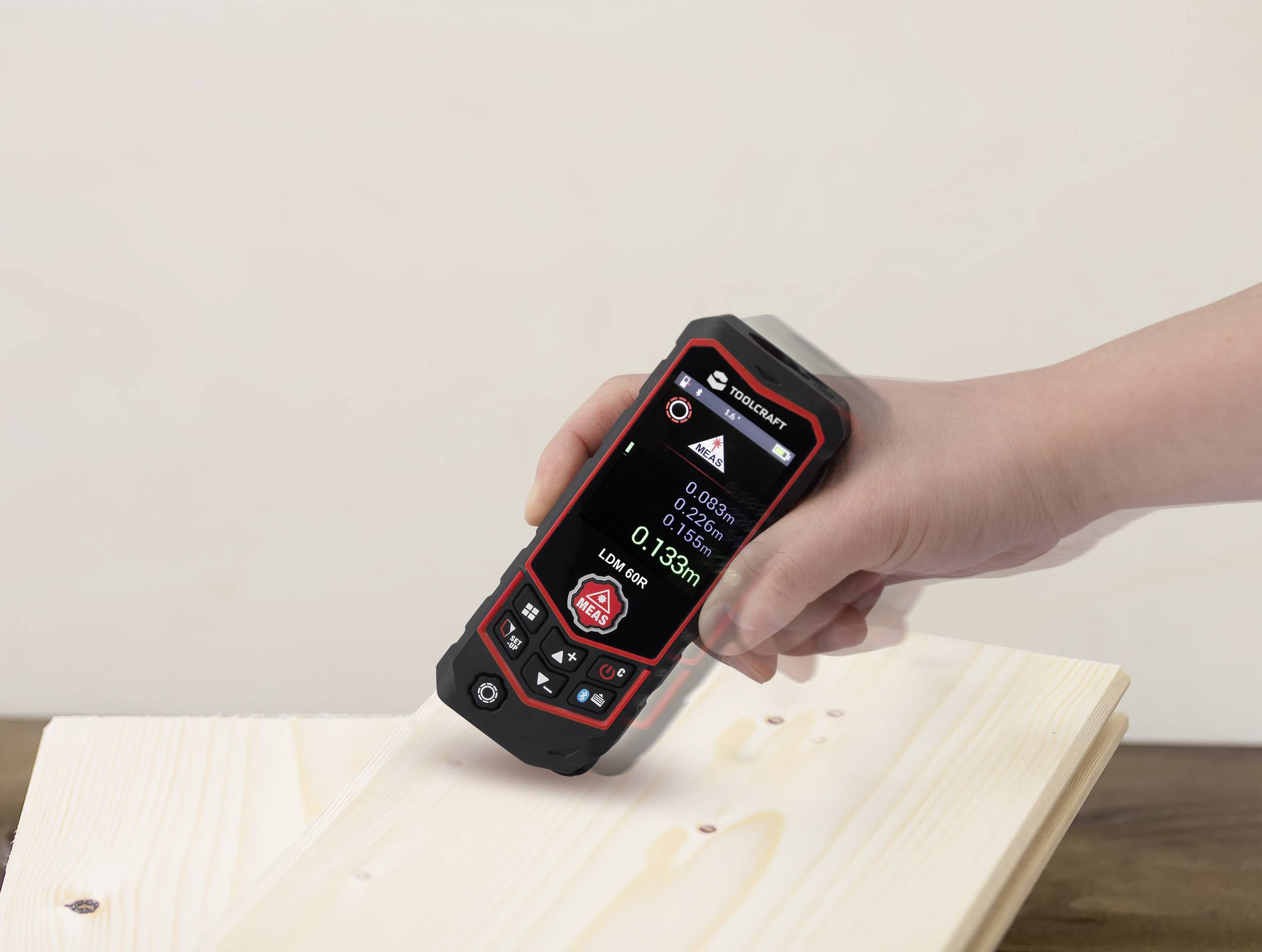 TOOLCRAFT LDM 60 R Multi Laser-Entfernungsmesser Bluetooth, inkl. Laserwasserwaage 60m