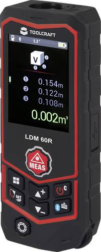TOOLCRAFT LDM 60 R Multi Laser-Entfernungsmesser Bluetooth, inkl. Laserwasserwaage Messbereich (max.