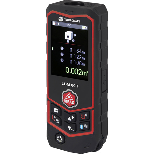 TOOLCRAFT LDM 60 R Multi Laser-Entfernungsmesser Bluetooth, inkl. Laserwasserwaage Messbereich (max.) (Details) 60m