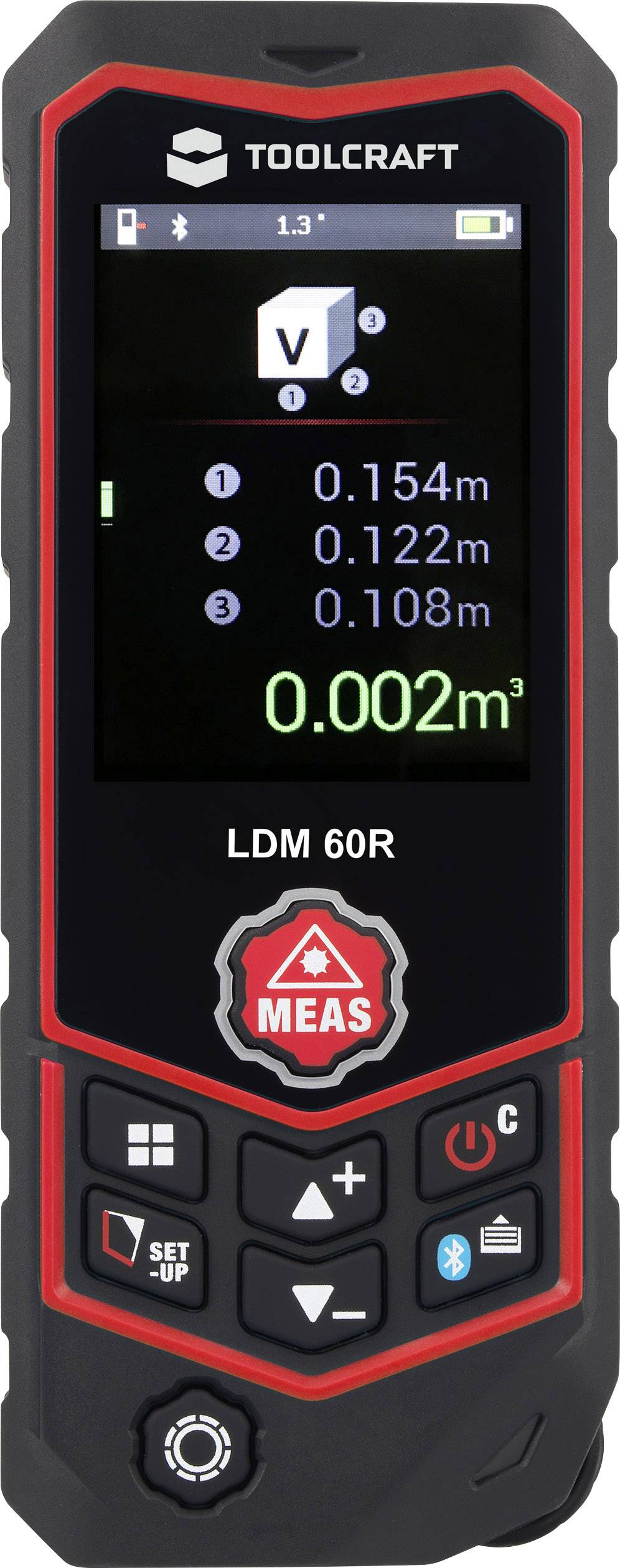 TOOLCRAFT LDM 60 R Multi Laser-Entfernungsmesser Bluetooth, inkl. Laserwasserwaage 60m