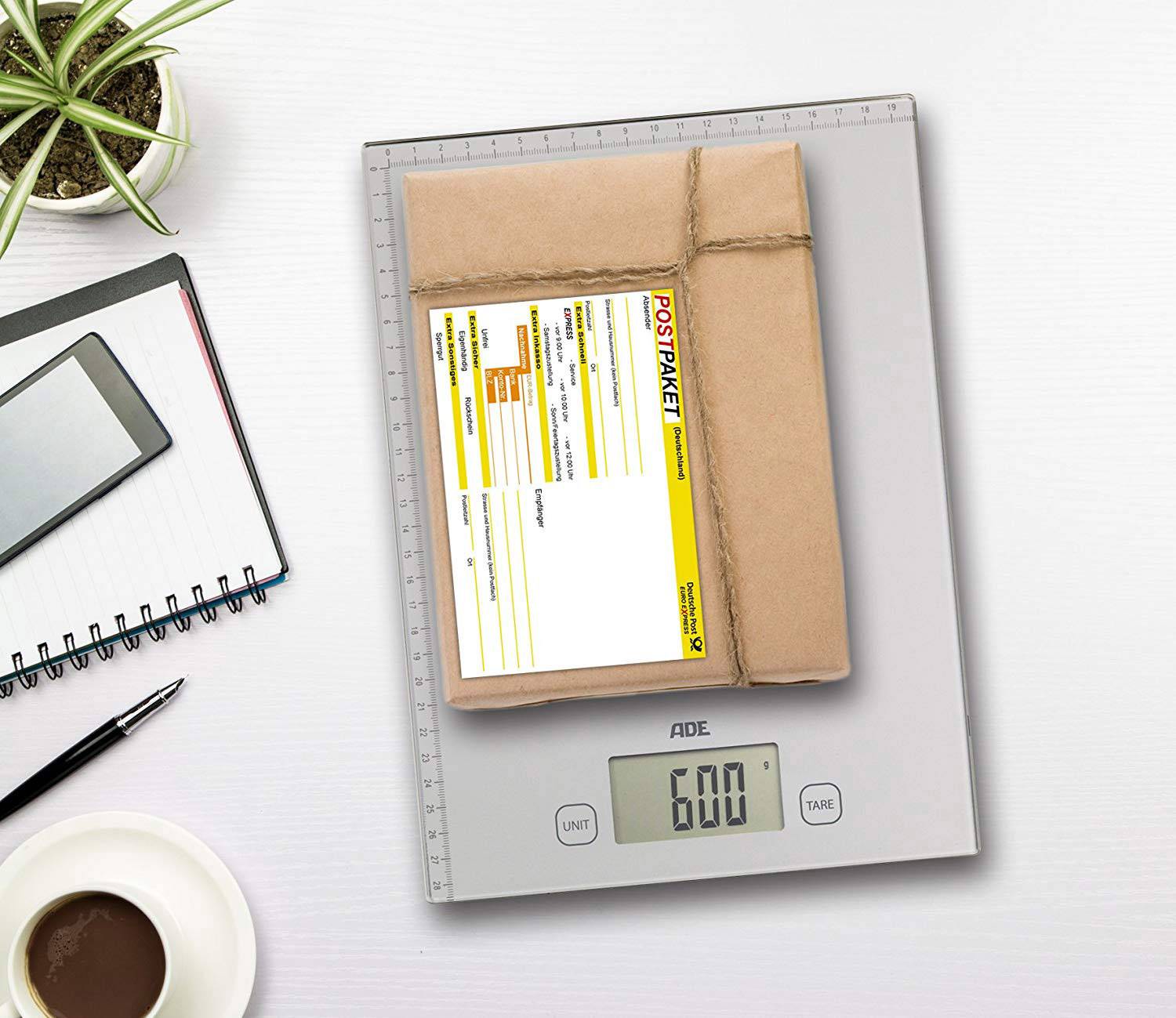 ADE Bridget Paketwaage Wägebereich (max.) 20kg Ablesbarkeit 1g batteriebetrieben Silber