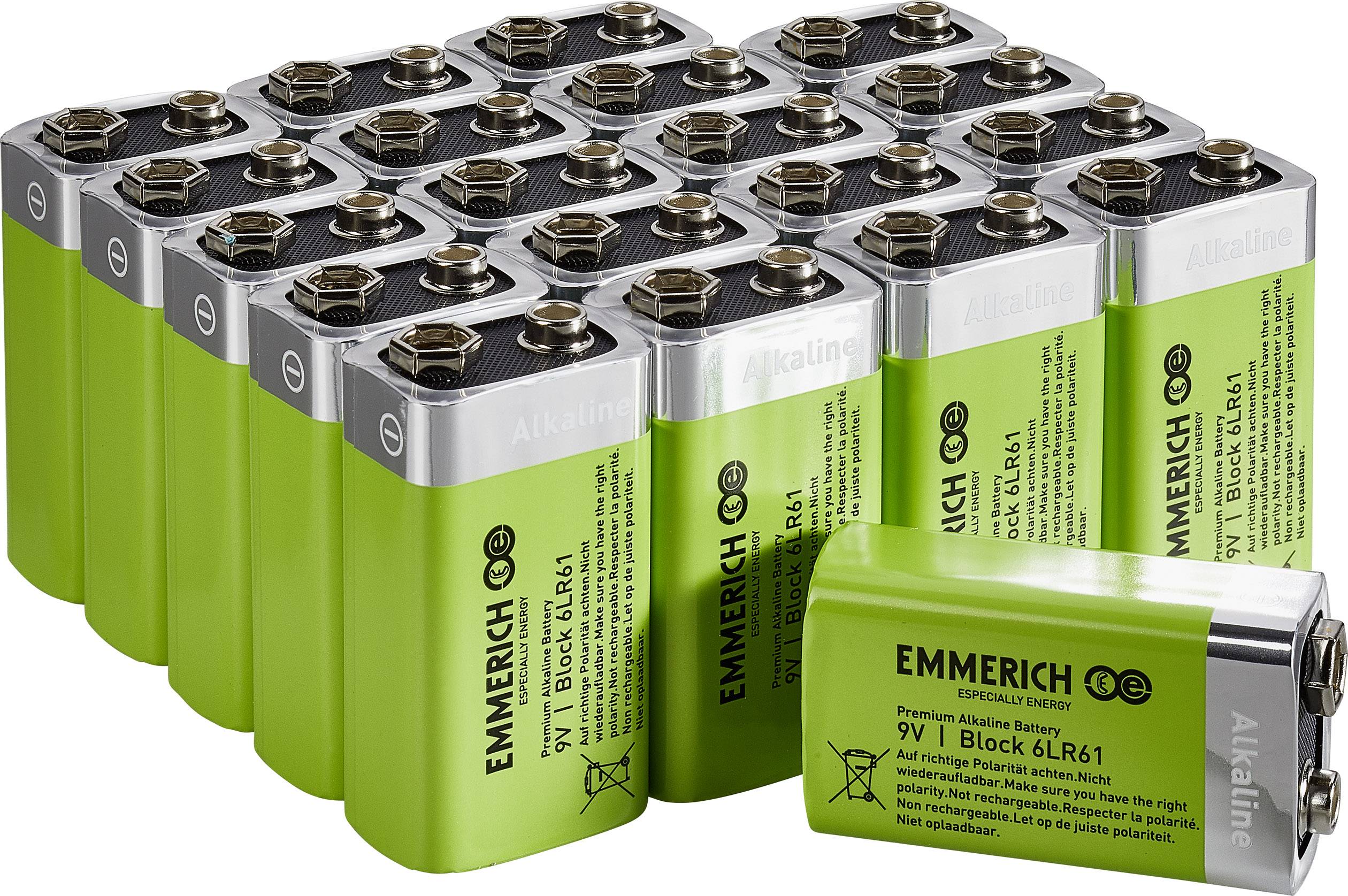 Emmerich Industrial 6LR61 9V BlockBatterie AlkaliMangan 500 mAh 20St