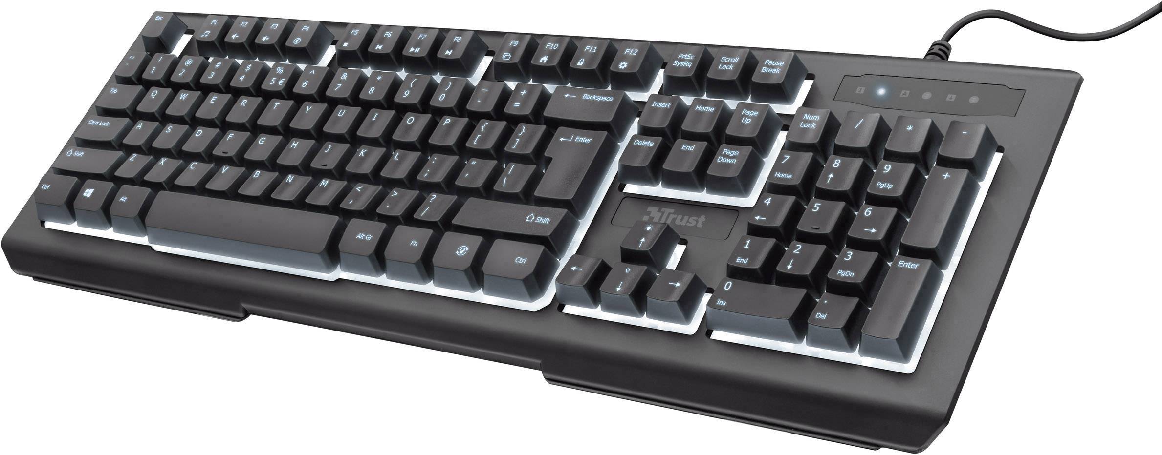 Trust Lito Backlit USB-Tastatur Deutsch, QWERTZ, Windows® Schwarz Beleuchtet