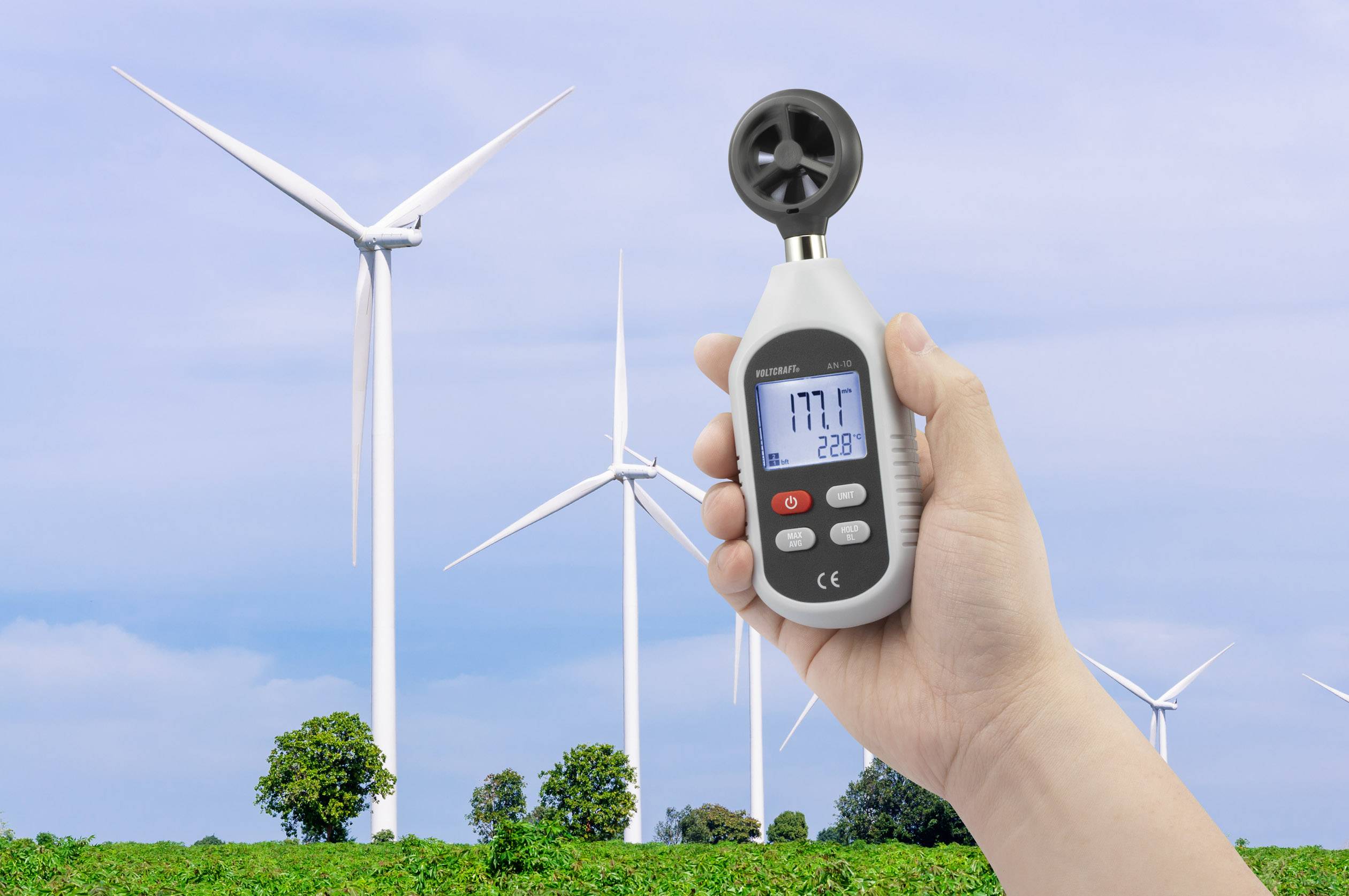 VOLTCRAFT AN-10 Anemometer 0.3 bis 30 m/s Magnet-Flügelrad