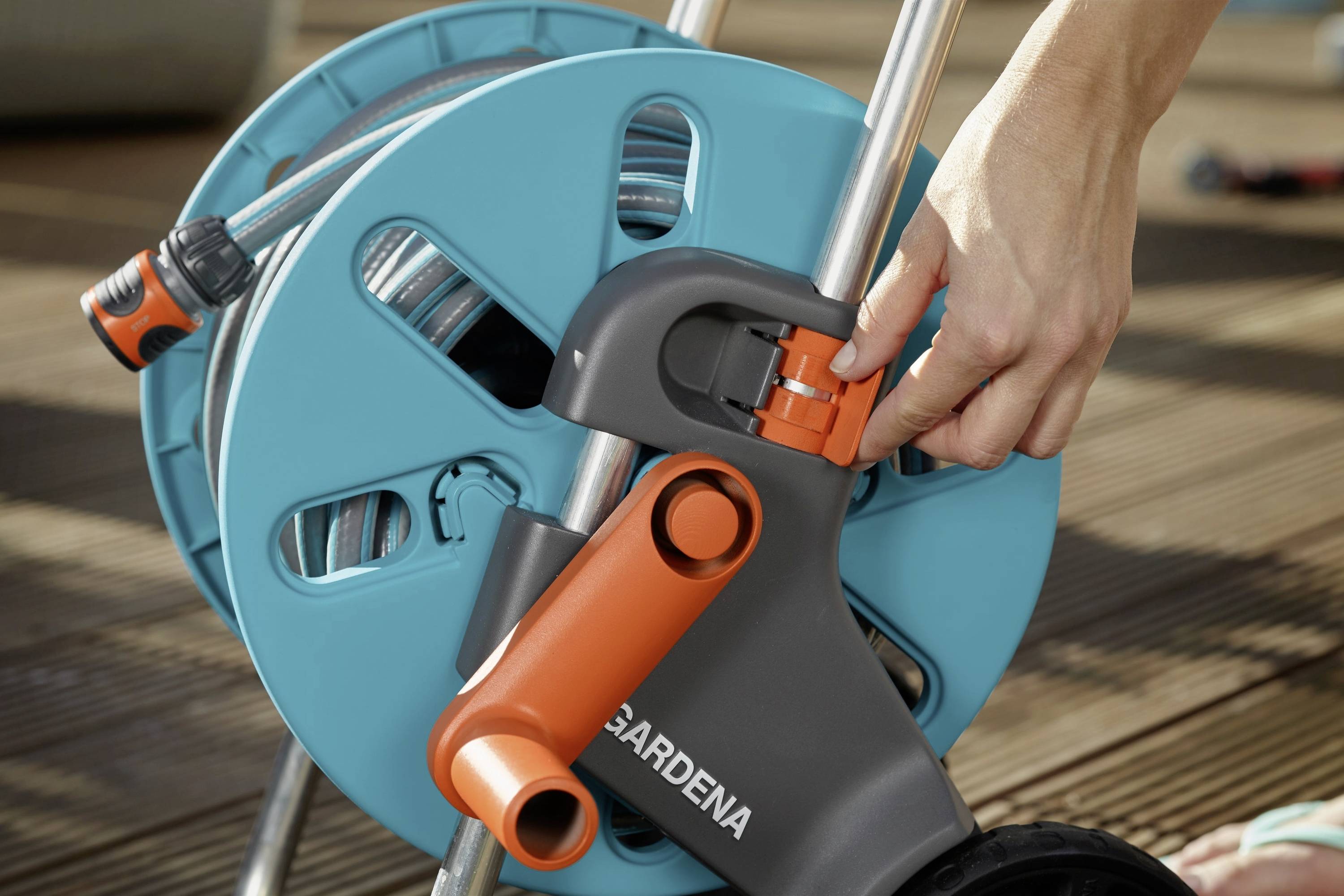 GARDENA 18502-20 Schlauchwagen CleverRoll S Set Schlauchwagen 13 mm 20 m 1/2 Zoll 1 St. Grau, Türkis, Orange