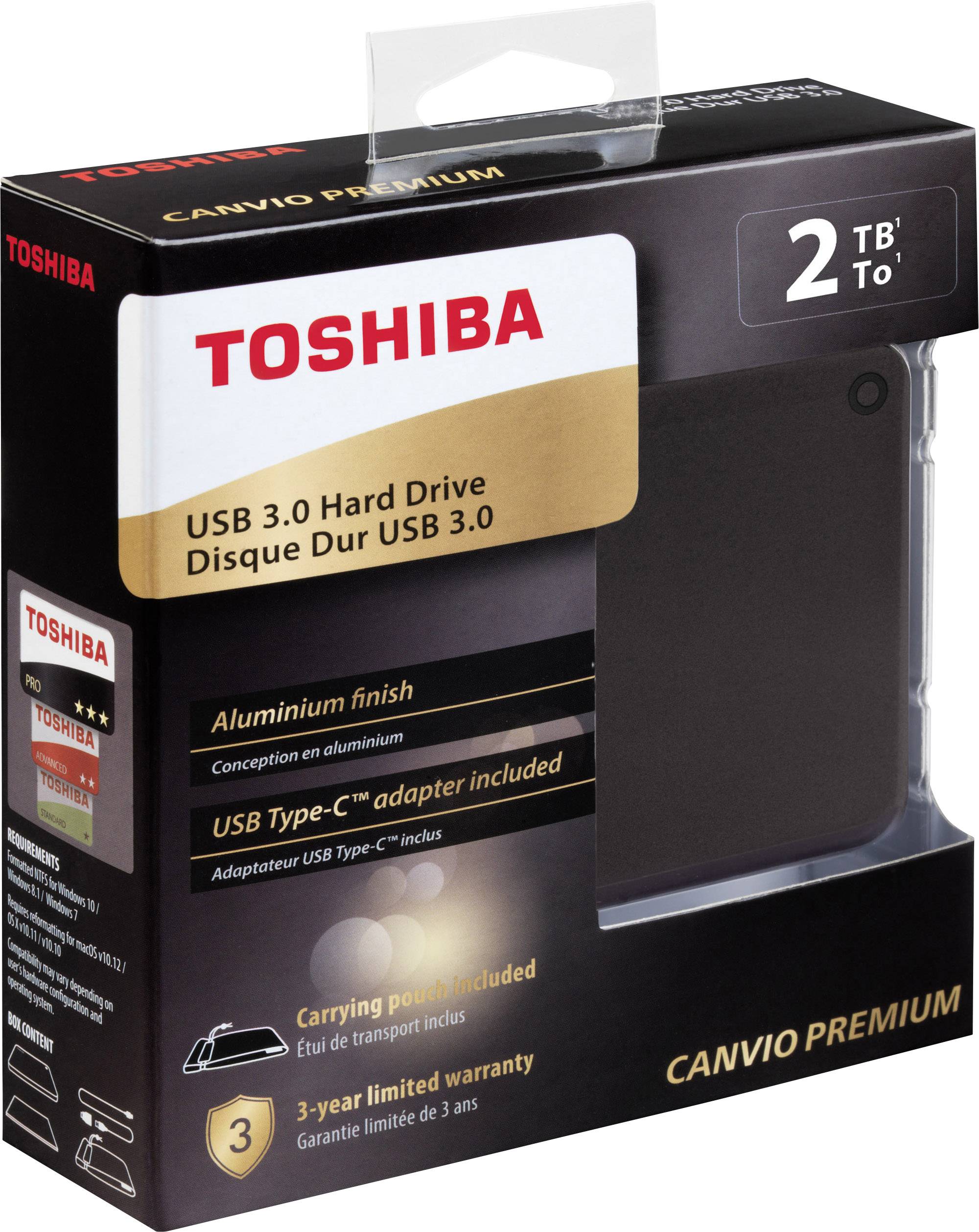 Toshiba HDTW220EB3AA Canvio Premium Externe Festplatte 6.35cm (2.5 Zoll) 2TB Dunkelgrau USB 3.0