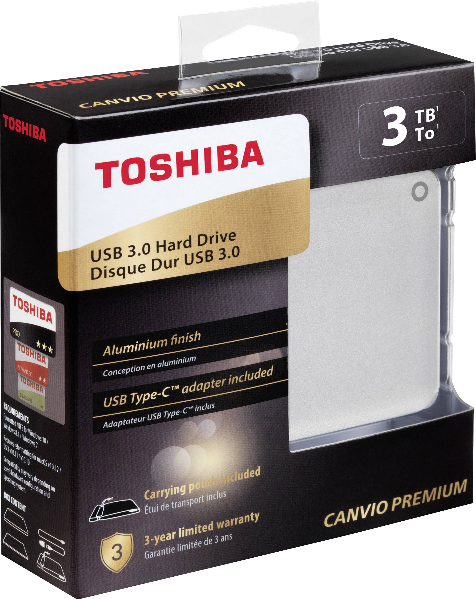 Toshiba Canvio Premium Externe Festplatte 6.35cm (2.5 Zoll) 3TB Silber (metallic) USB 3.0