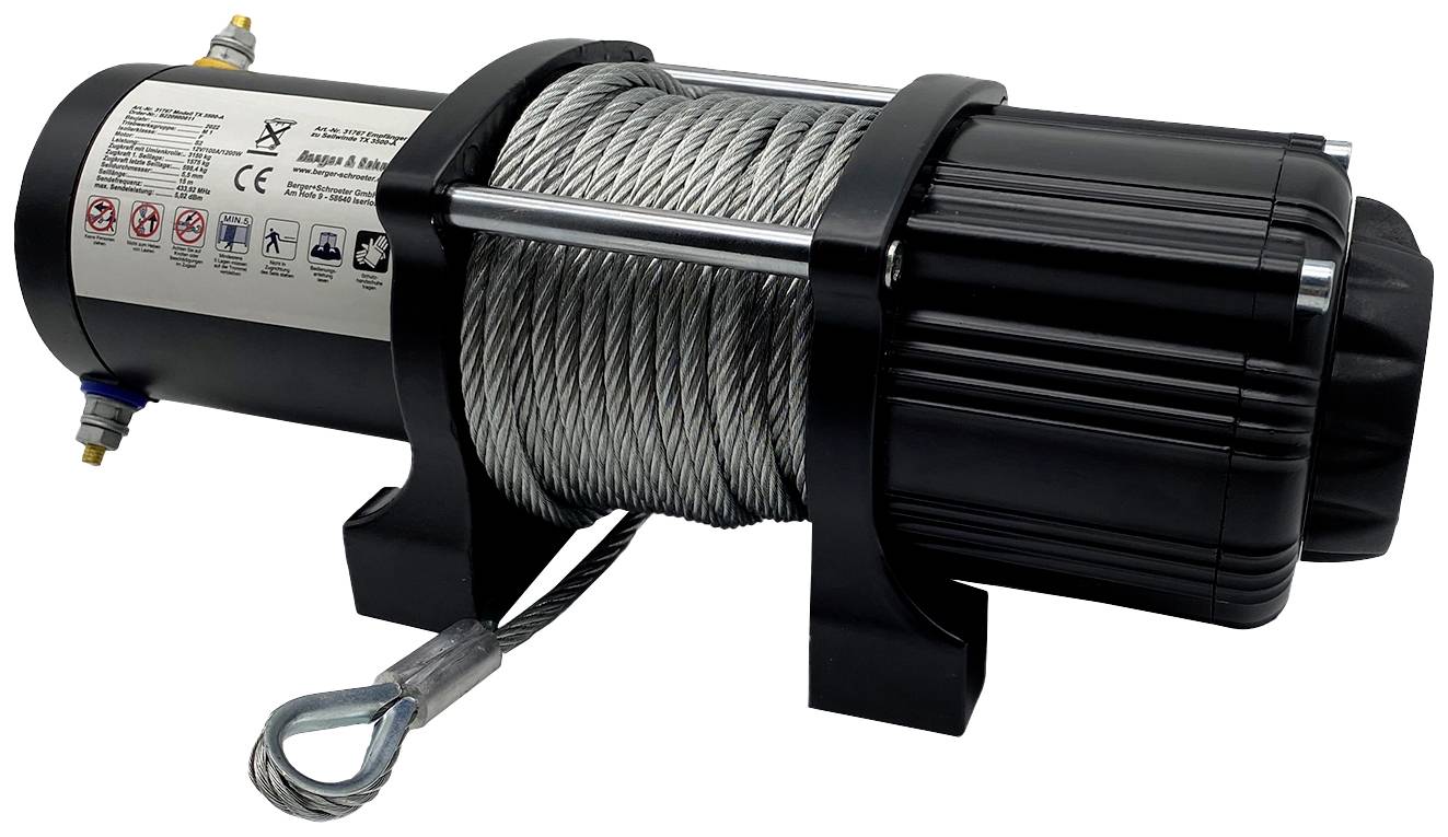 Berger & Schröter Seilwinde 31767 Zugkraft (rollend)=3150 kg Funk-Fernbedienung, inkl. Rollenfenste