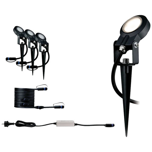 LED-Gartenstrahler-Starter-Set Plug Shine 93696 Beleuchtungssystem Sting digitalo & 3er | 18W Anthrazit LED Set Warmweiß Paulmann