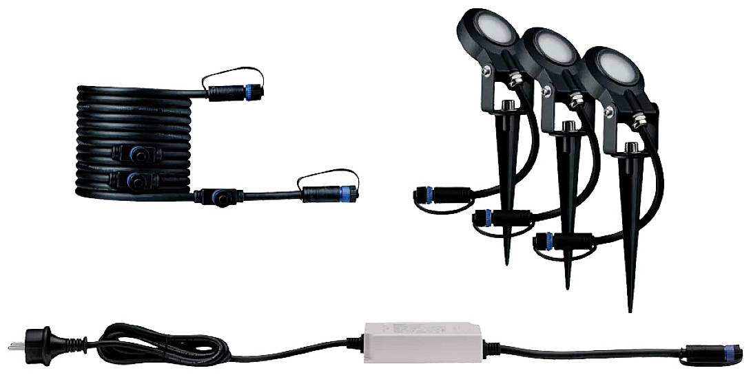 Paulmann 4064161325880 Beleuchtungssystem Plug & Shine LED-Gartenstrahler-Starter-Set 4er Set LED 24W Warmweiß Anthrazit