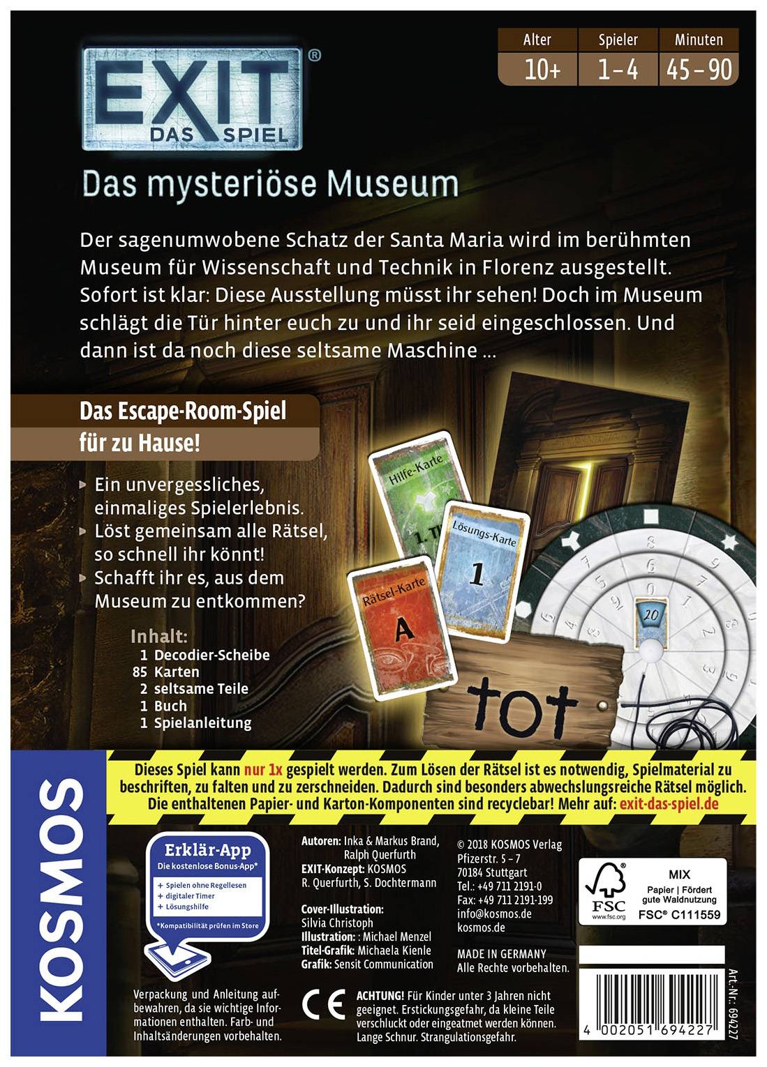 Kosmos EXIT - Das Spiel - Das mysteriöse Museum 69422
