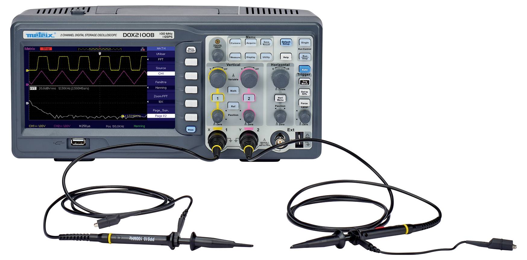 Metrix DOX 2100B Digital-Oszilloskop 100MHz 2-Kanal 500 MSa/s 2 Mpts 8 Bit Digital-Speicher (DSO) 1St.