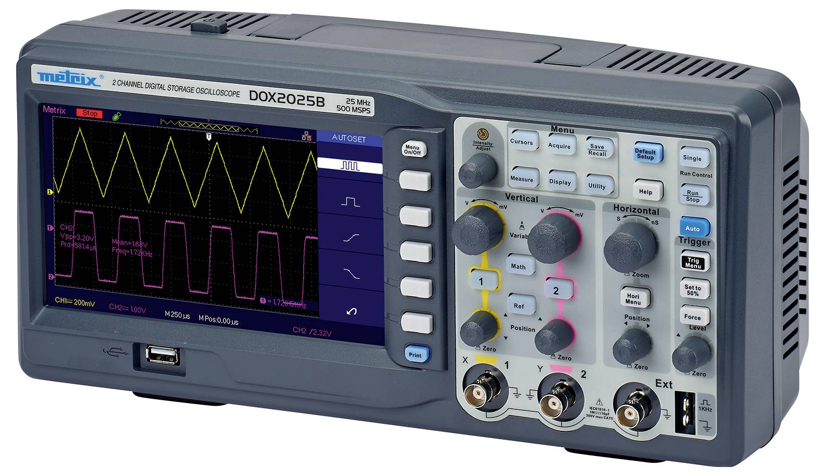 Metrix DOX 2025B Digital-Oszilloskop 20MHz 2-Kanal 500 MSa/s 32 kpts 8 Bit Digital-Speicher (DSO) 1St.