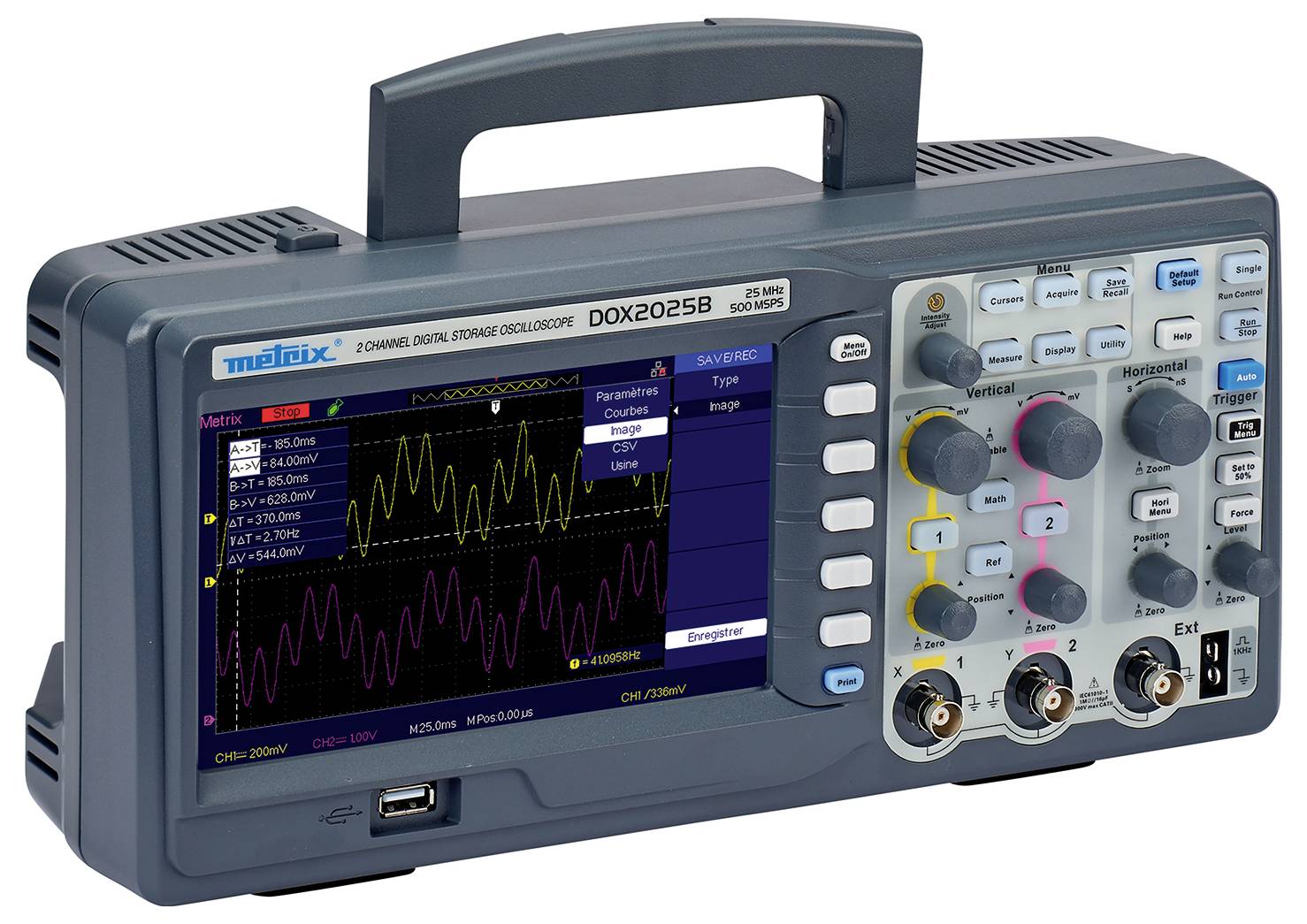 Metrix DOX 2025B Digital-Oszilloskop 20MHz 2-Kanal 500 MSa/s 32 kpts 8 Bit Digital-Speicher (DSO) 1St.