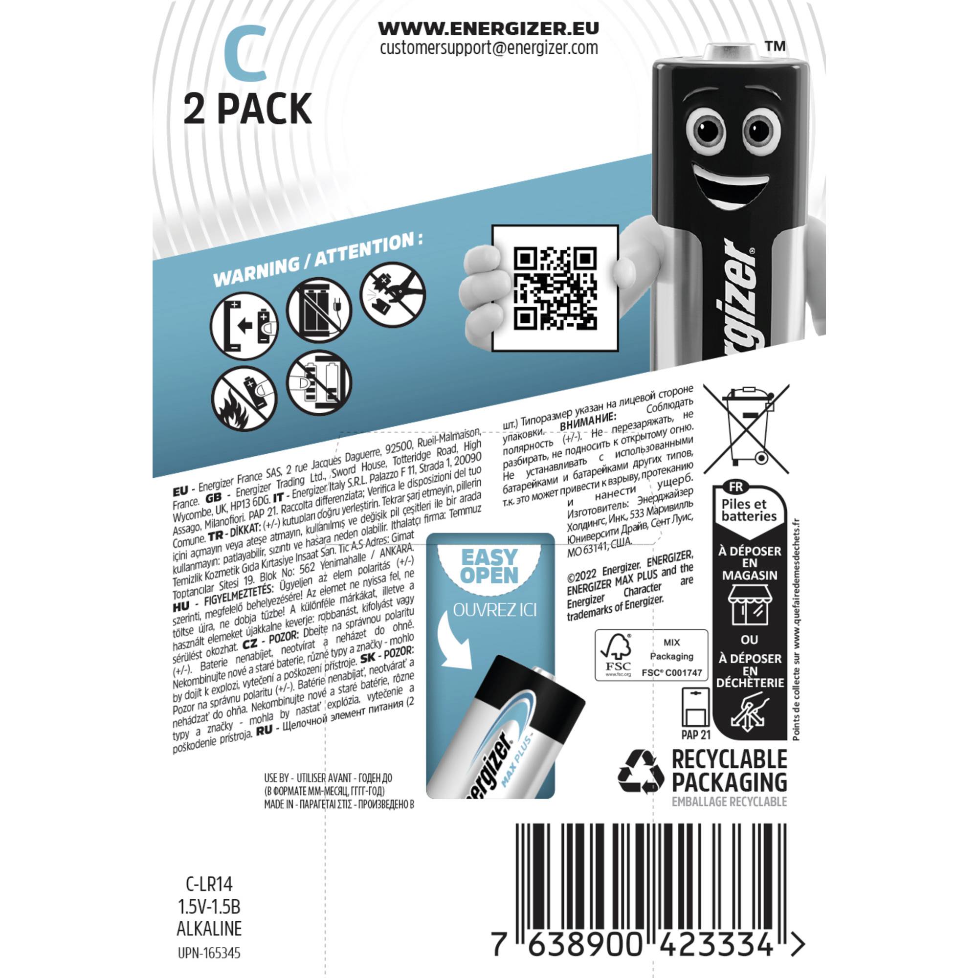 Energizer Max Plus Baby (C)-Batterie Alkali-Mangan 1.5V 2St.