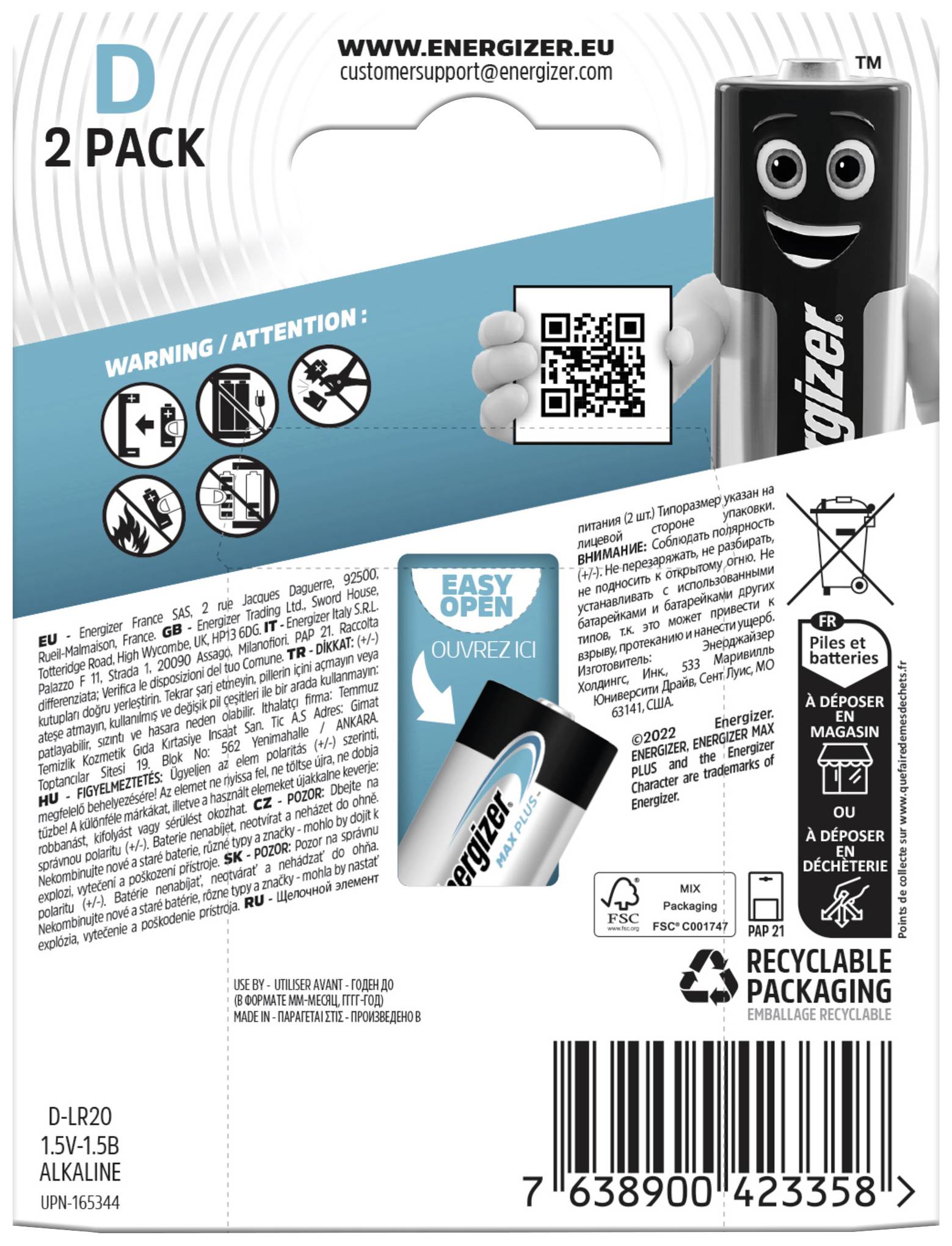 Energizer Max Plus Mono (D)-Batterie Alkali-Mangan 1.5V 2St.