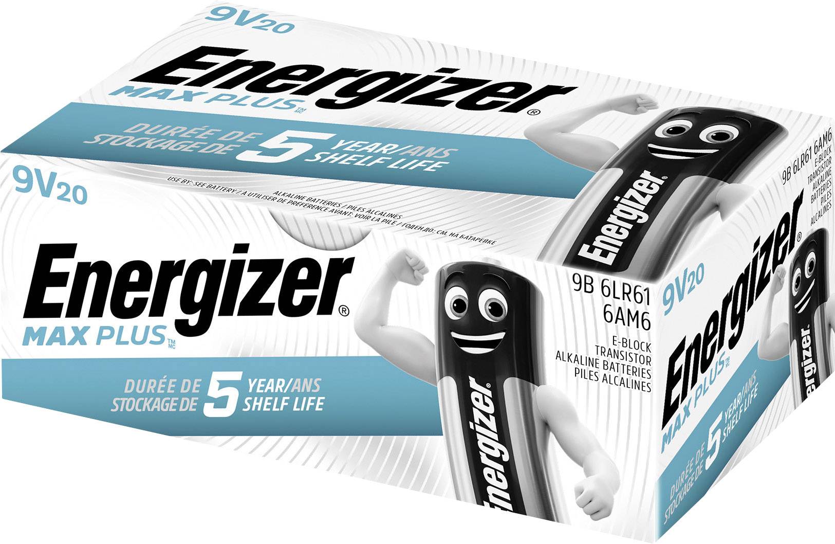 Energizer Max Plus Industrial 9V Block-Batterie Alkali-Mangan 9V 20St.