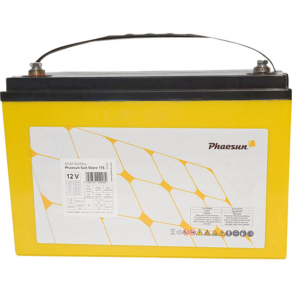 Phaesun Sun-Store 125 340093 Solarakku 12V 126Ah Blei-Vlies (AGM) (B x H x  T) 330 x 220 x 173mm M8-Schraubanschluss versandkostenfrei | voelkner | Standard-Akkus