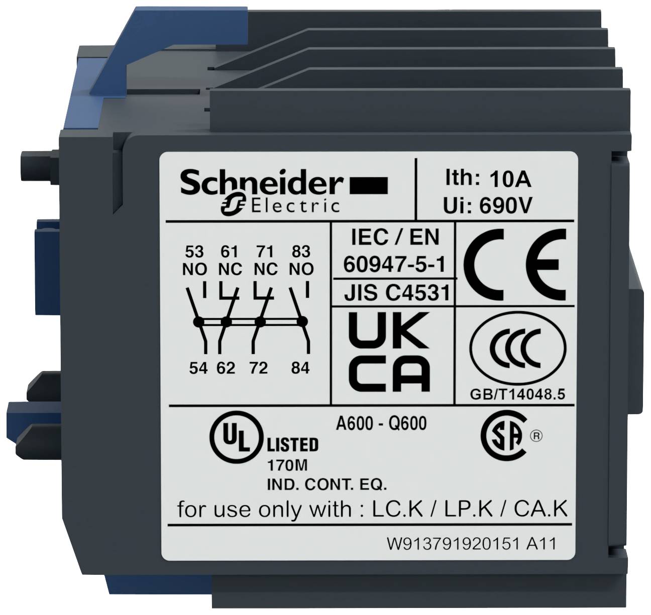 Schneider Electric LA1KN31 Hilfsschalterblock 3 Schließer, 1 Öffner 1St.