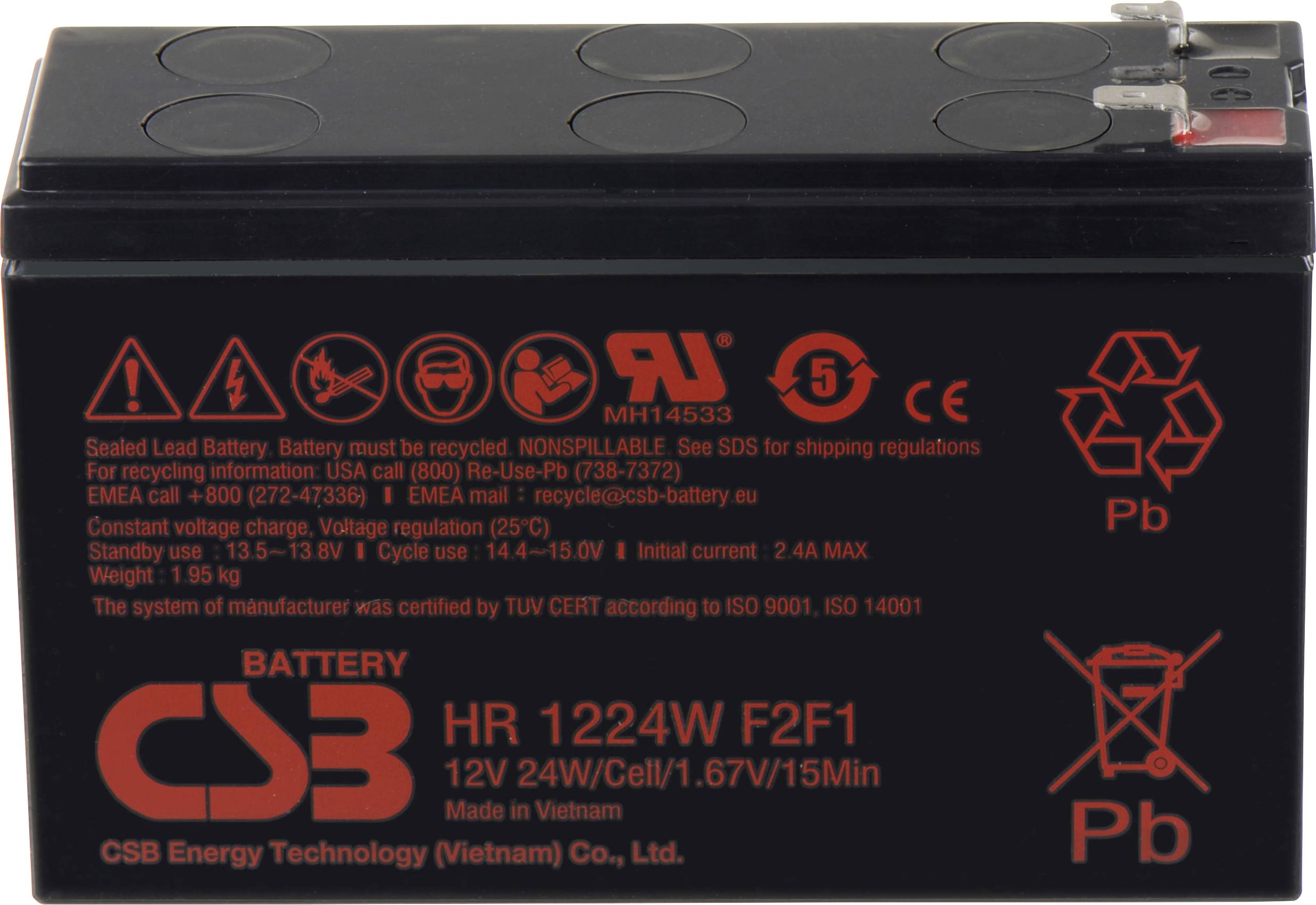 CSB Battery HR 1224W high-rate HR1224WF2F1 Bleiakku 12 V 5.8 Ah Blei-Vlies (AGM) (B x H x T) 151 x