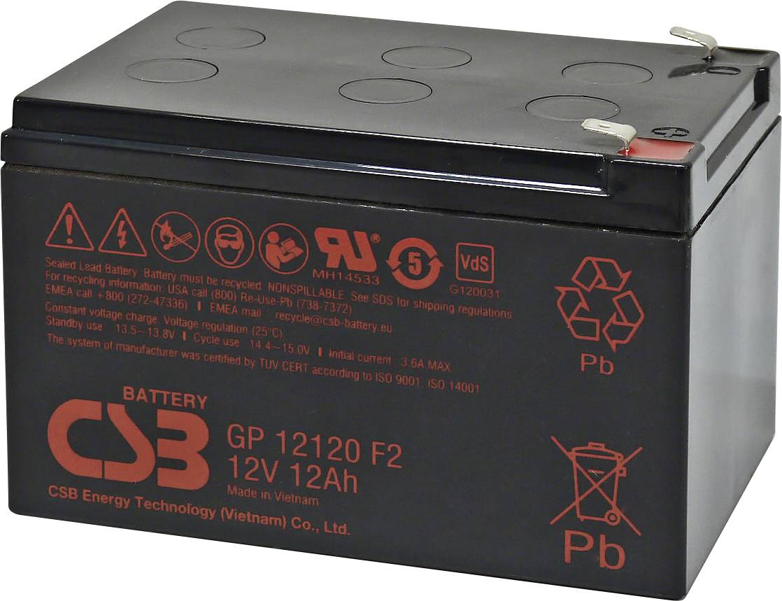 CSB Battery GP 12120 Standby USV GP12120F2 Bleiakku 12 V 12 Ah Blei-Vlies (AGM) (B x H x T) 151 x 1