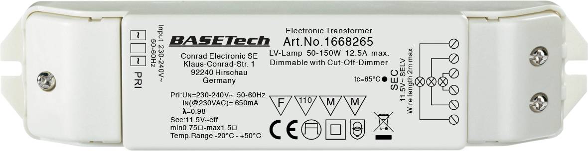 Basetech Halogen Transformator XY-12000420AGO 12 V/AC 5 W (max) adatto per Außenanwendung