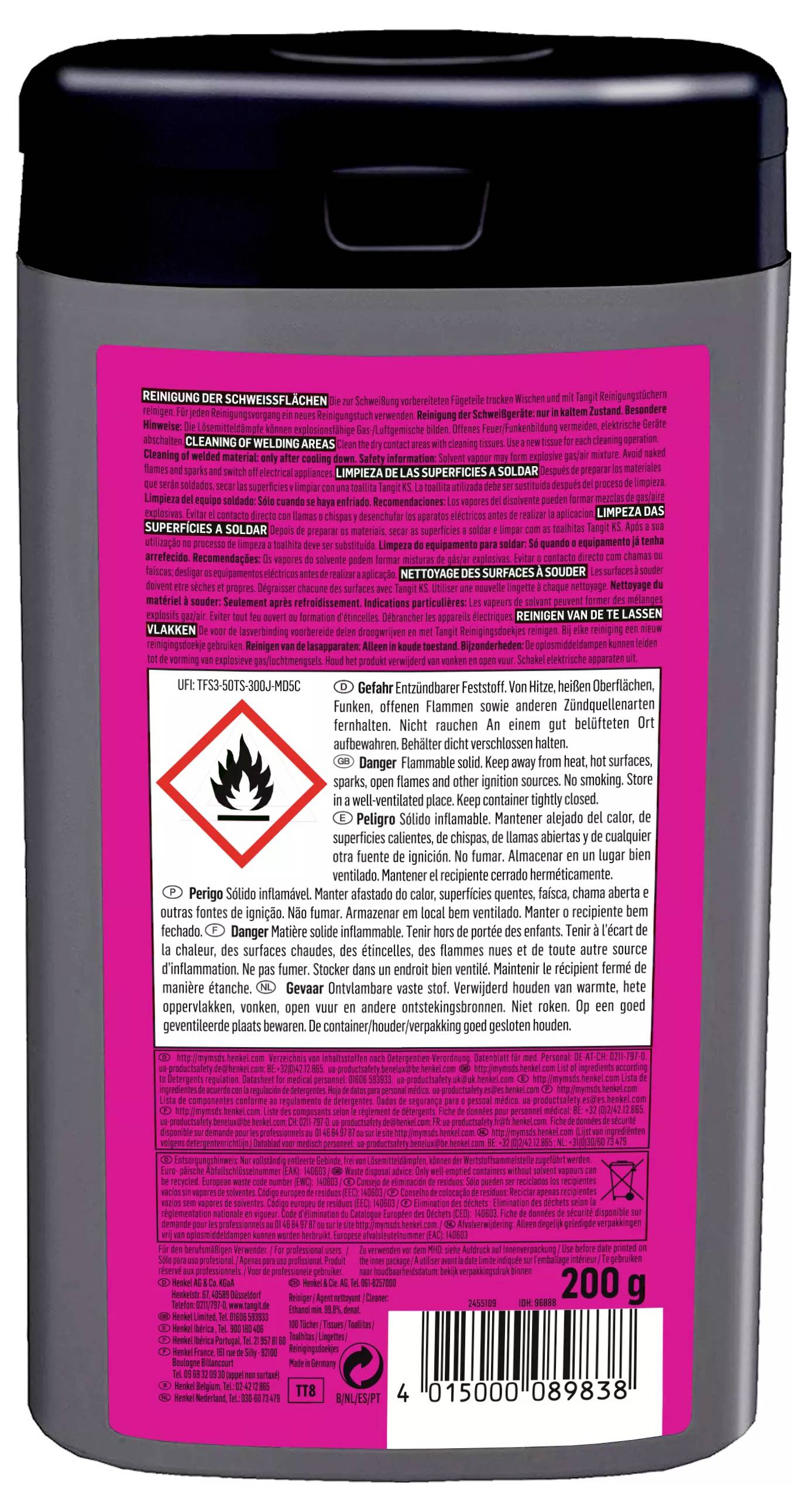 Tangit TT8 Reinigungstücher PE/PP, Box, weiß, 100Stk. 100St.