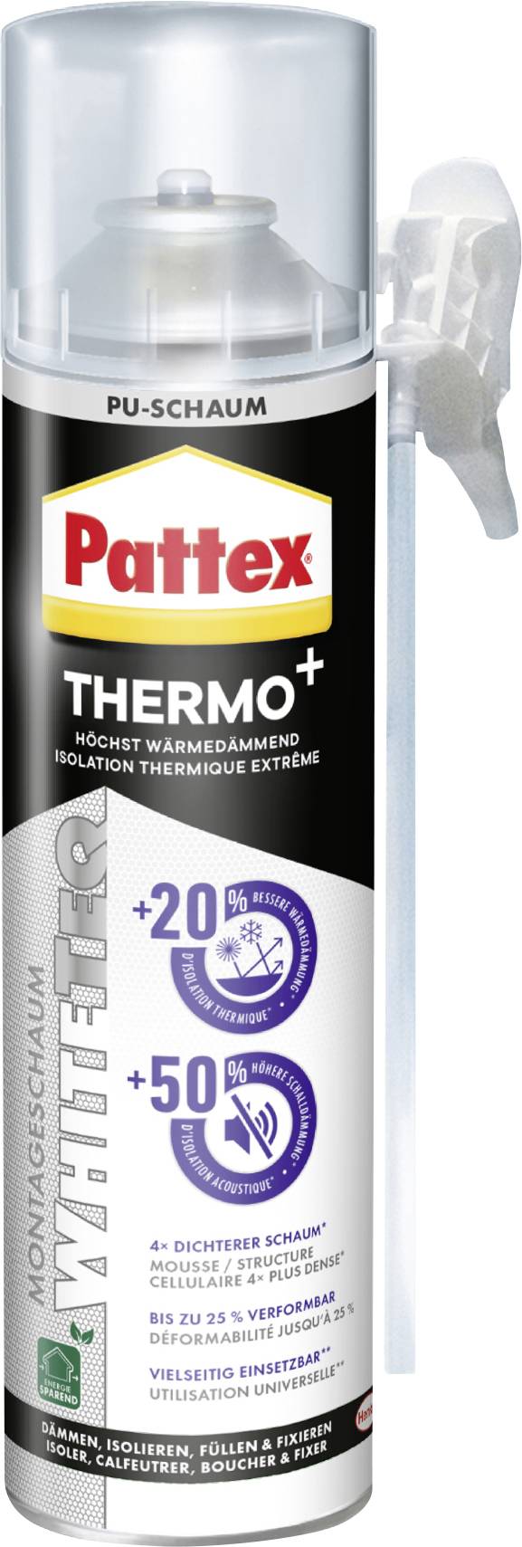 Pattex White Line Montageschaum Herstellerfarbe Weiß PUW50 500 ml