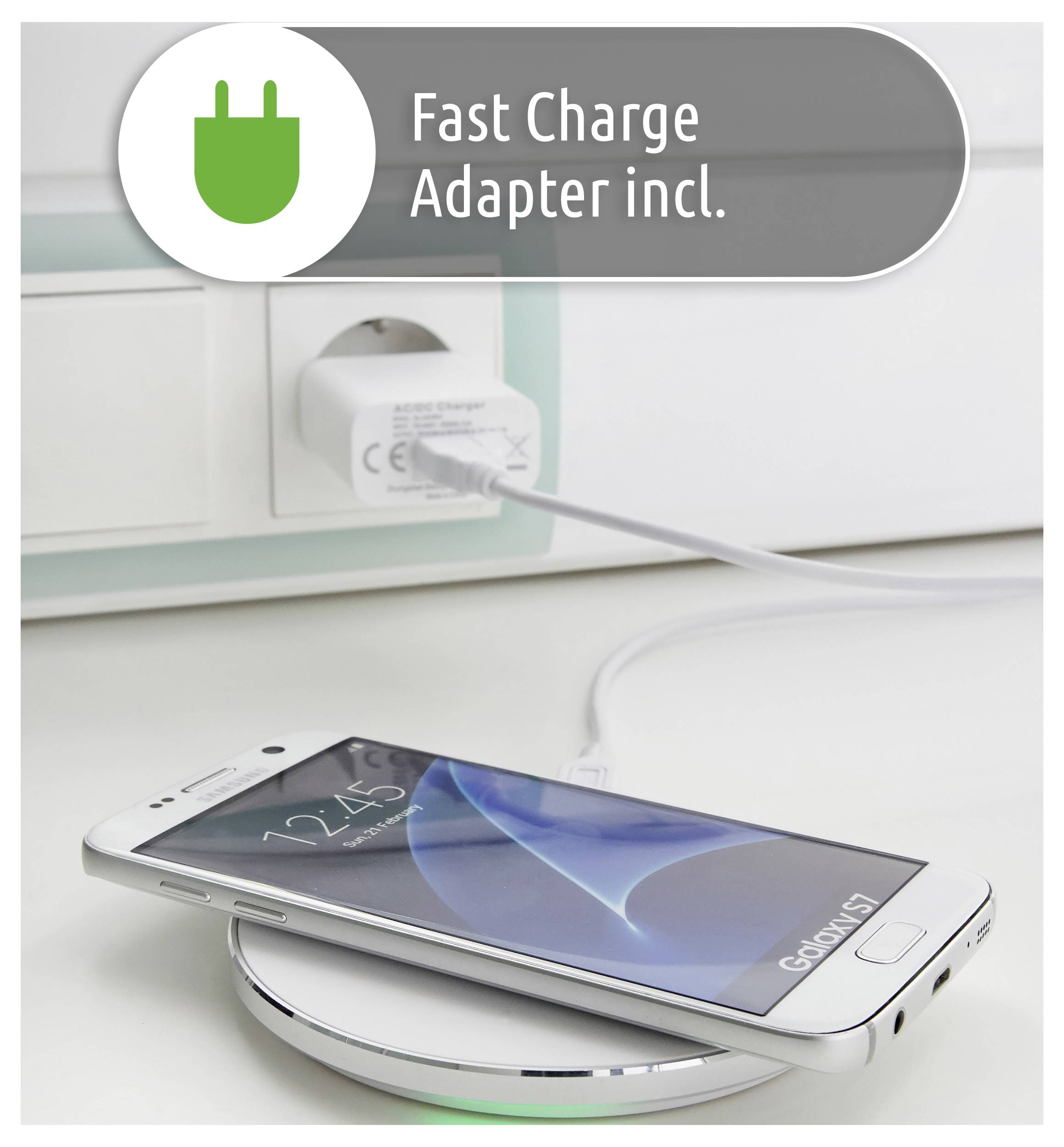 Intenso Induktions-Ladegerät 2000mA WA1 Output: 5W | 7,5W | 10W Weiß 7410512 Ausgänge Induktionslade-Standard