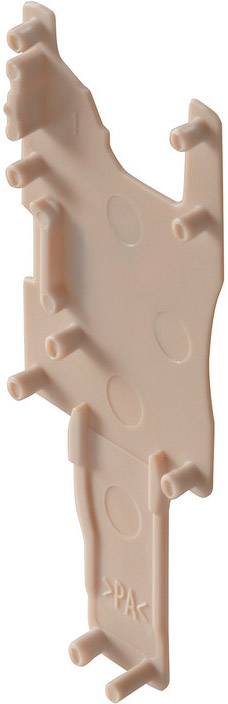 Kunststoffteil mit mehreren abstehenden Befestigungselementen und einer leicht gebogenen, rechteckigen Basis.