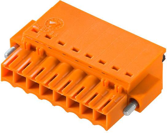 Ein orangefarbener Kunststoffstecker mit mehreren Steckplätzen und zwei seitlichen Schrauben. Er wird häufig in Elektroinstallationen verwendet.