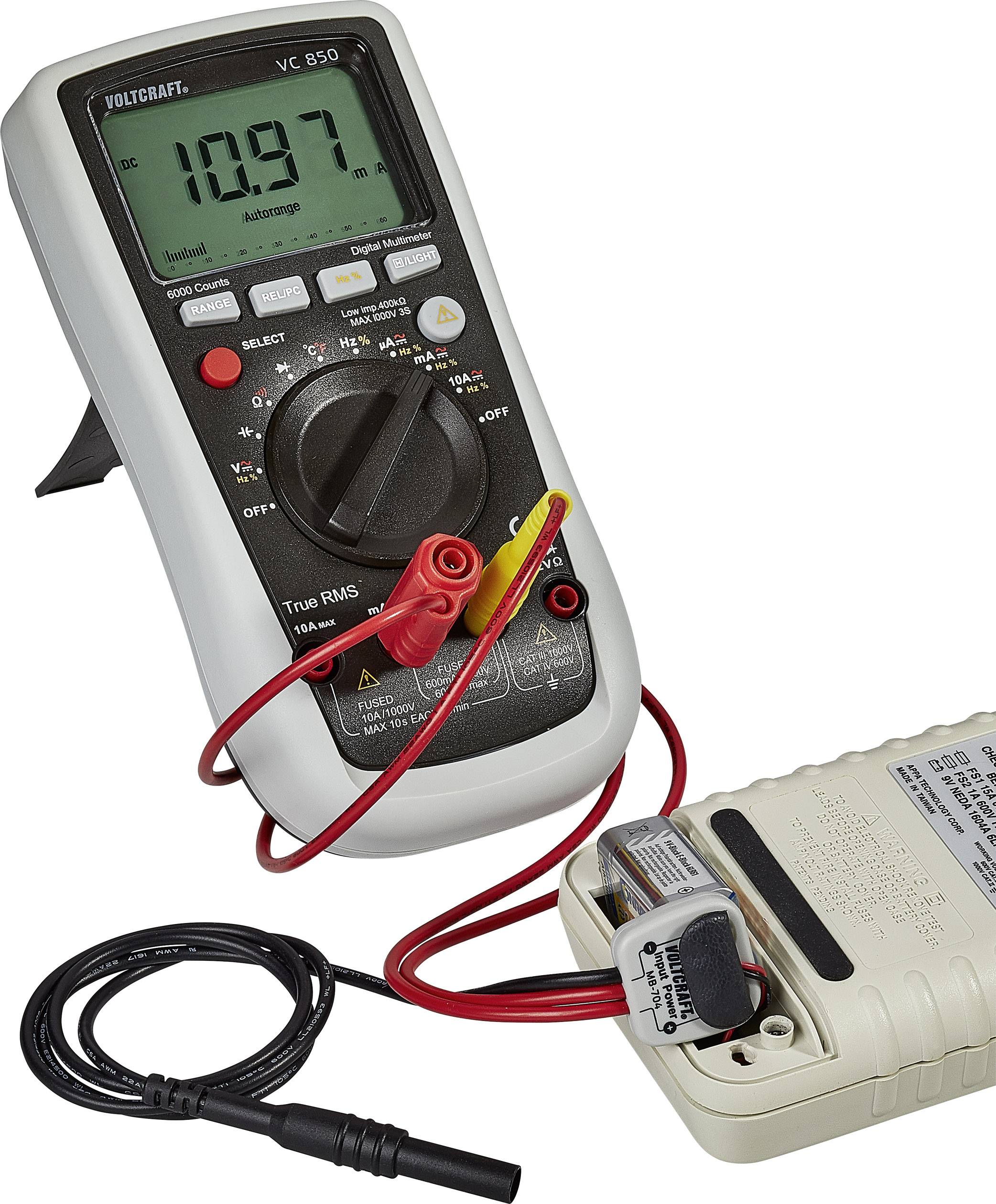 VOLTCRAFT MB-704 Messadapter - 9V Blockbatterieanschluss gerade Schwarz, Rot