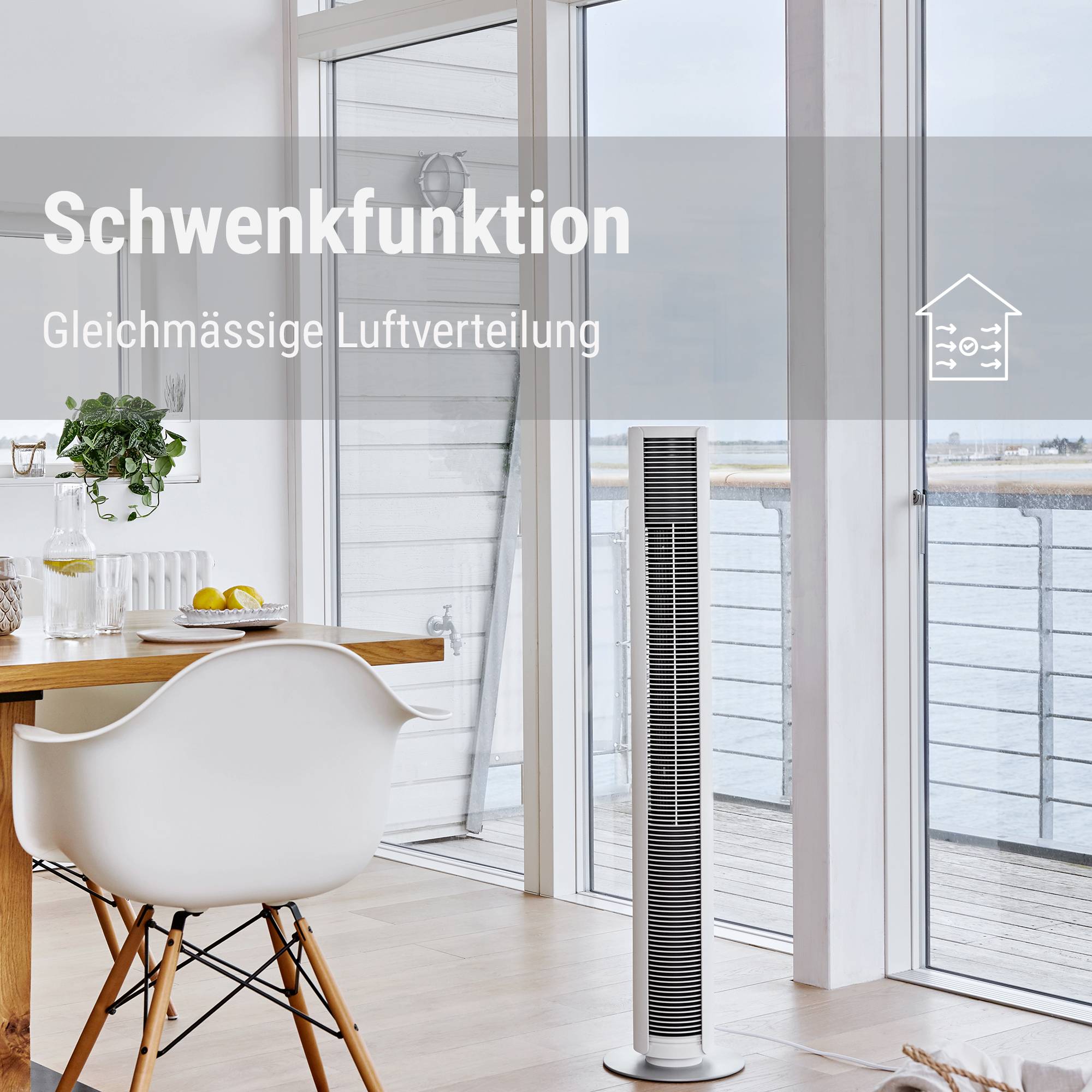 Stadler Form Peter schwarz Turmventilator 60W (Ø x H) 24cm x 1090mm Schwarz, Silber Oszillierend, Timer, mit Fernbedienung