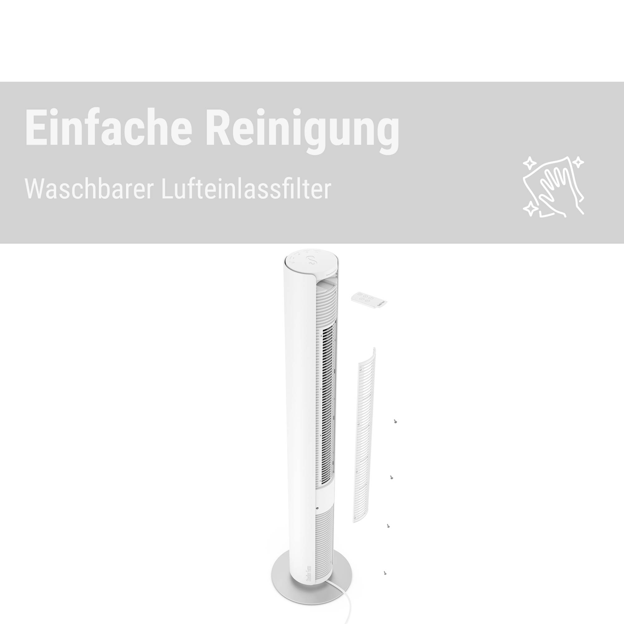 Stadler Form Peter schwarz Turmventilator 60W (Ø x H) 24cm x 1090mm Schwarz, Silber Oszillierend, Timer, mit Fernbedienung