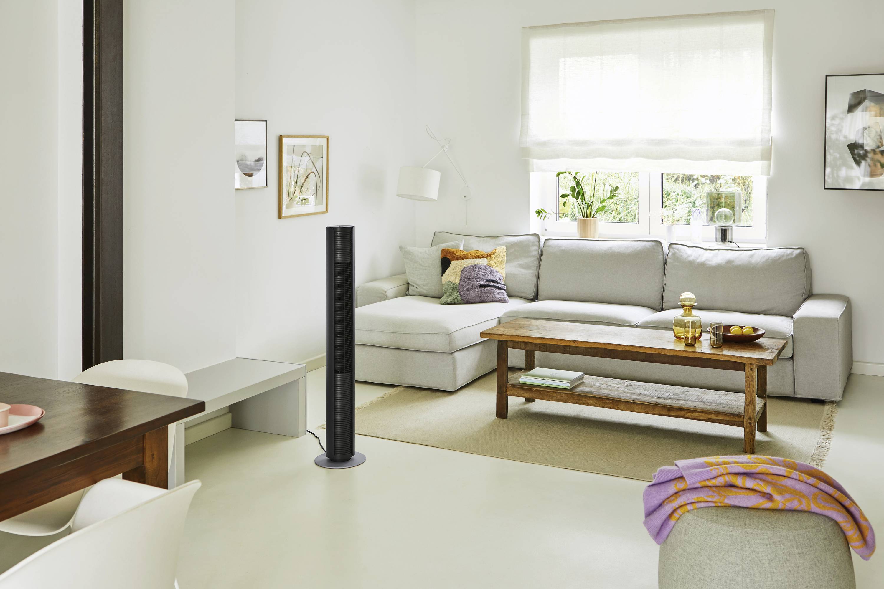 Stadler Form Peter schwarz Turmventilator 60W (Ø x H) 24cm x 1090mm Schwarz, Silber Oszillierend, Timer, mit Fernbedienung