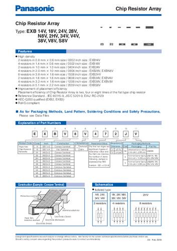 Panasonic EXB28V103JX Widerstandsnetzwerk 10kΩ SMD 0804 62.5mW Tape cut