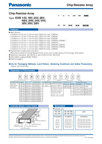 Panasonic EXB28V220JX Widerstandsnetzwerk 22Ω SMD 0804 62.5mW Tape cut