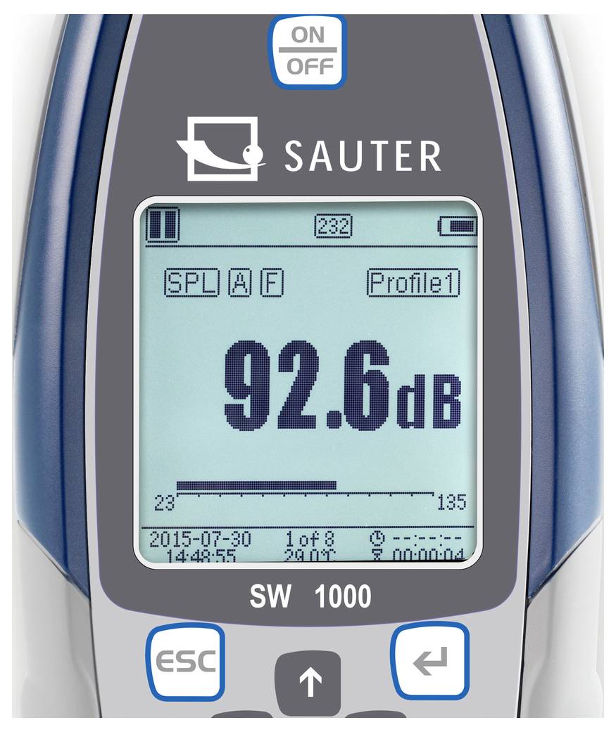 Sauter Schallpegel-Messgerät Datenlogger SW 1000 22 - 136 dB 0.003kHz - 20kHz RS-232, USB
