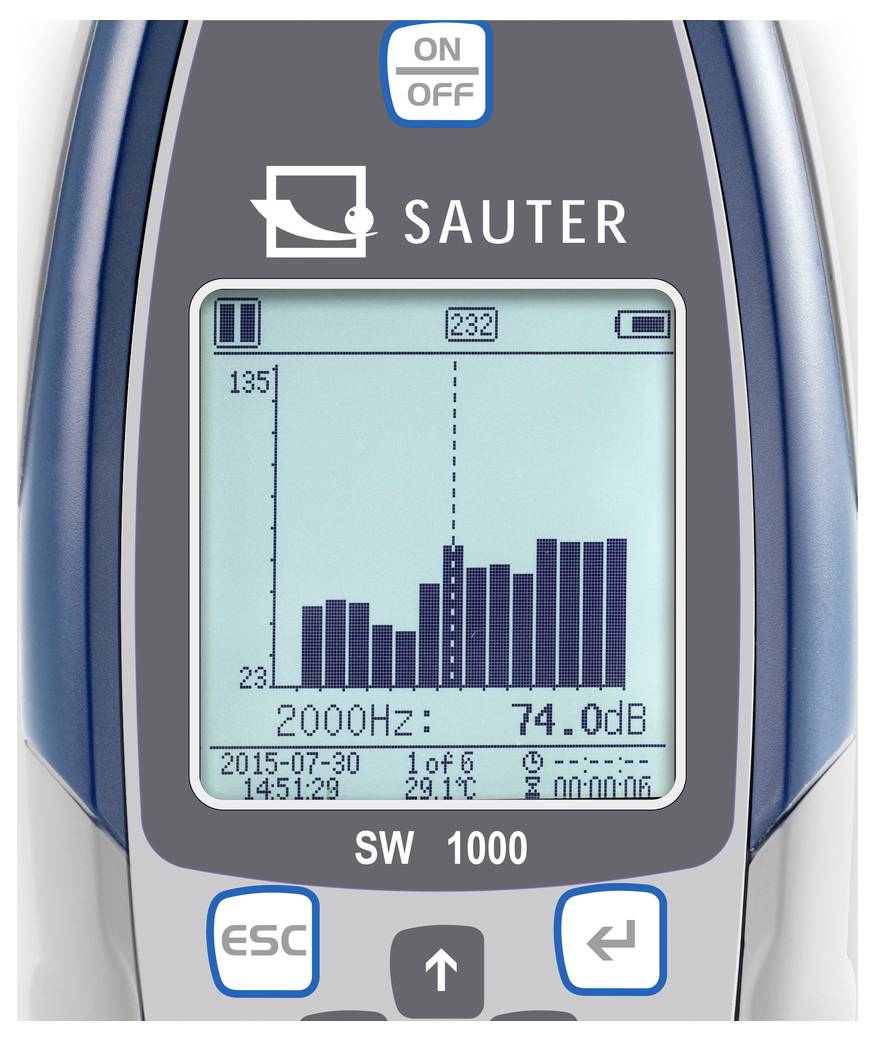 Sauter Schallpegel-Messgerät Datenlogger SW 1000 22 - 136 dB 0.003kHz - 20kHz RS-232, USB