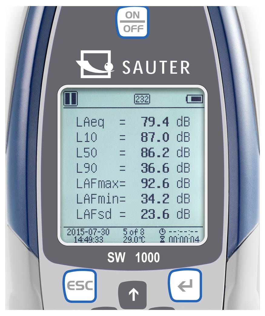 Sauter Schallpegel-Messgerät Datenlogger SW 2000 25 - 136 dB 0.02kHz - 12.5kHz RS-232, USB