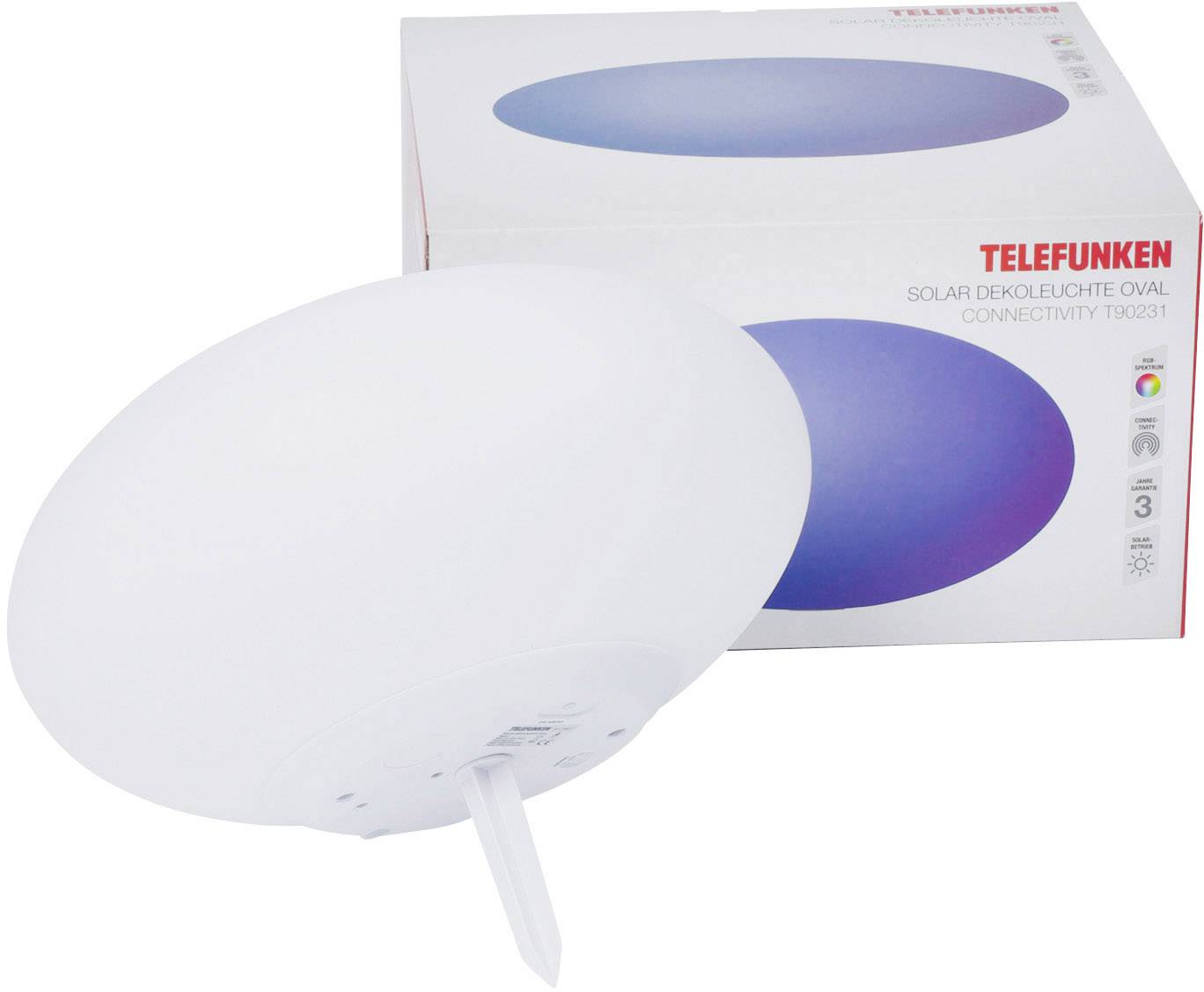 Telefunken Solar-Gartenleuchte Oval Connectivity T90231 Oval LED 9.6W RGBW Weiß