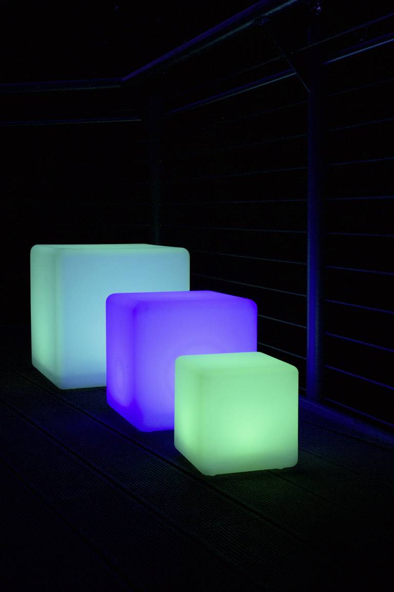 Telefunken Solar-Gartenleuchte Cube Connectivity T90227 Würfel LED 9.6W RGBW Weiß