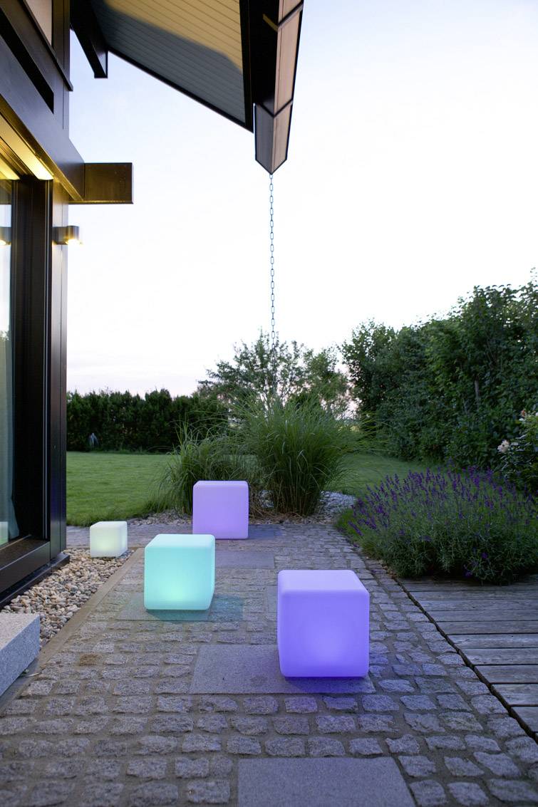 Telefunken Solar-Gartenleuchte Cube Connectivity T90227 Würfel LED 9.6W RGBW Weiß