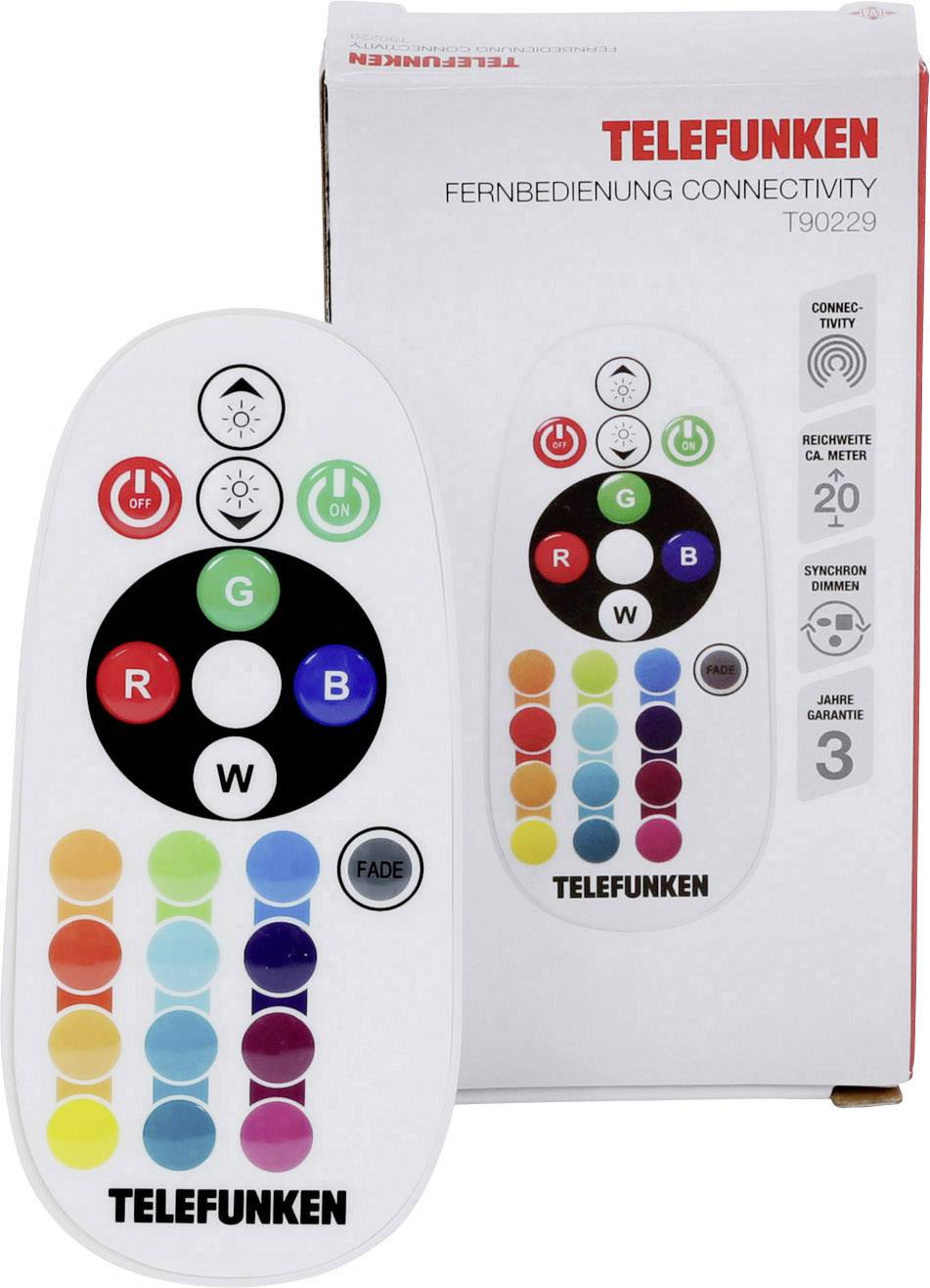Telefunken T90229 Fernbedienung 3 V dimmbar, mit Farbwechsel