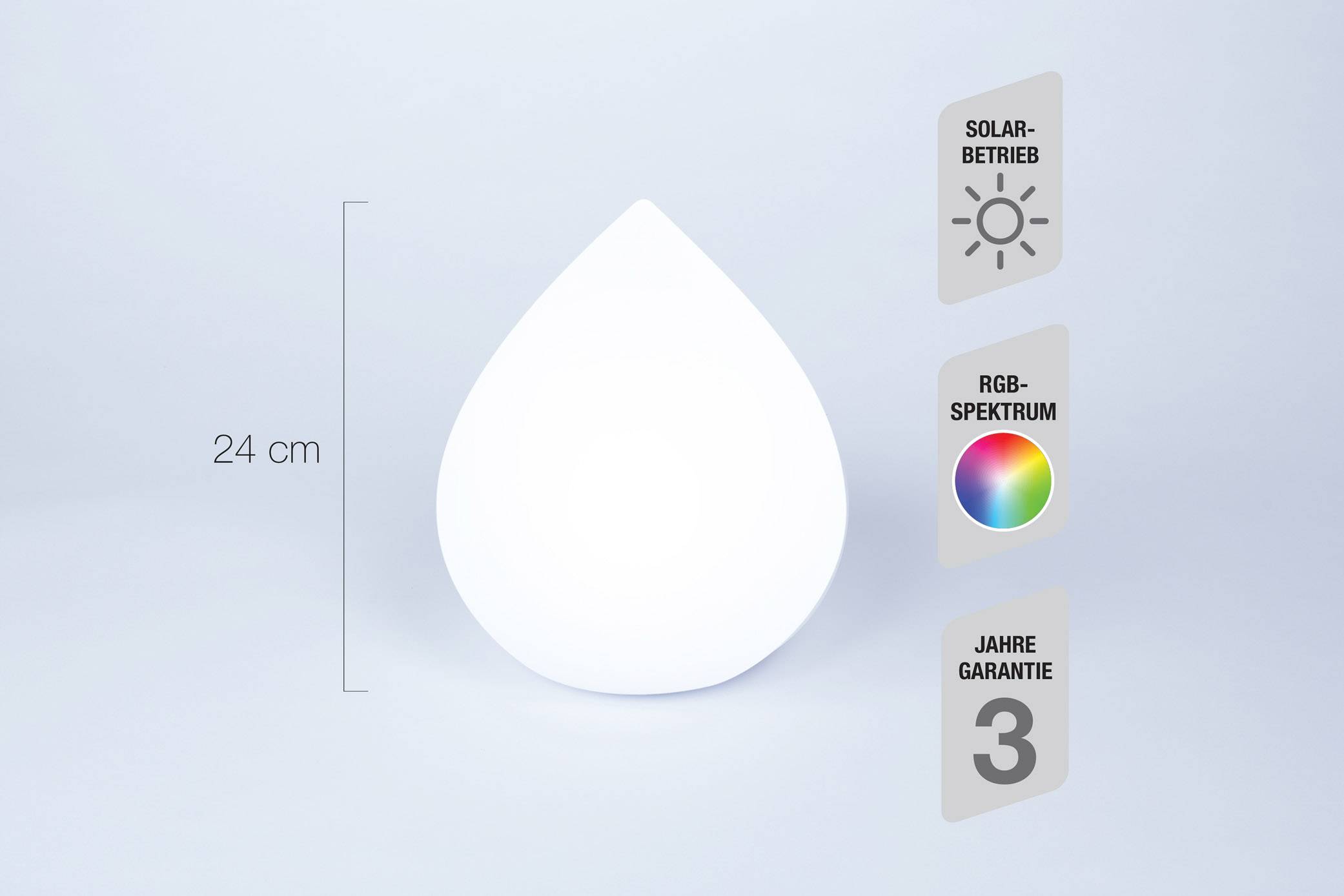 Solar-Gartenleuchte Tropfen (Ø x H) 22 cm x 26 cm LED 3.2 W  Telefunken Drop T90221 Weiß