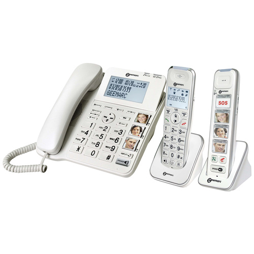 Geemarc Pack SENIOR 295 Schnurgebundenes Seniorentelefon Anrufbeantworter, Foto-Tasten, inkl. Mobil