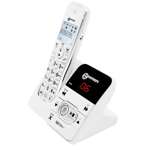 Geemarc AMPLIDECT 295 Téléphone sans fil pour séniors répondeur téléphonique écran éclairé blanc